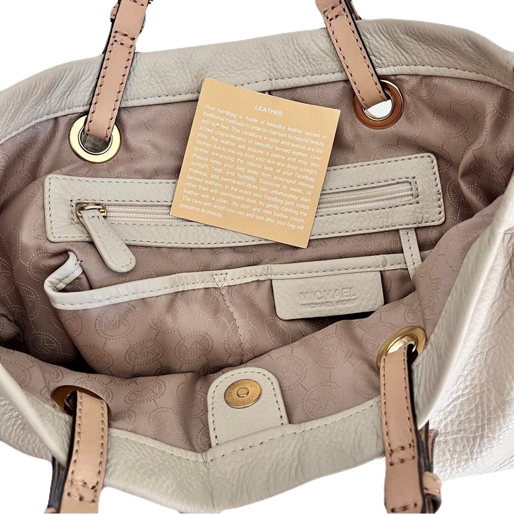Michael Kors Ivory Pebbled Leather Tote Bag - Picture 8 of 8